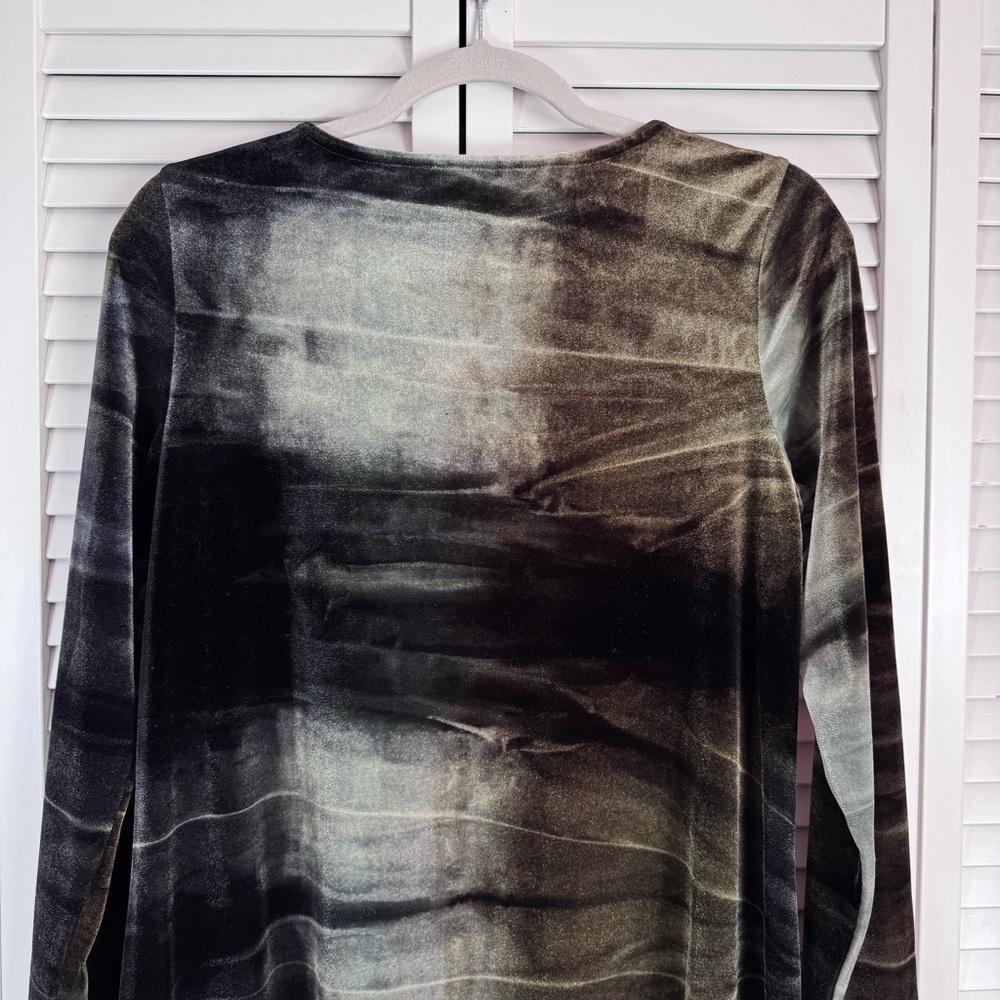 Alembika Tie Dye Velvet Hi-Lo Tunic Dress Brown Green Boho Size 3 M/L - Picture 7 of 9